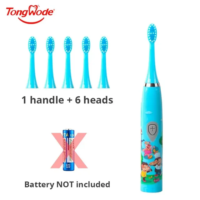 Children Sonic Electric Toothbrush IPX7 Waterproof Colorful Cartoon For Kid Use Soft Bristle Replaceable With Tooth Brush Heads 1
