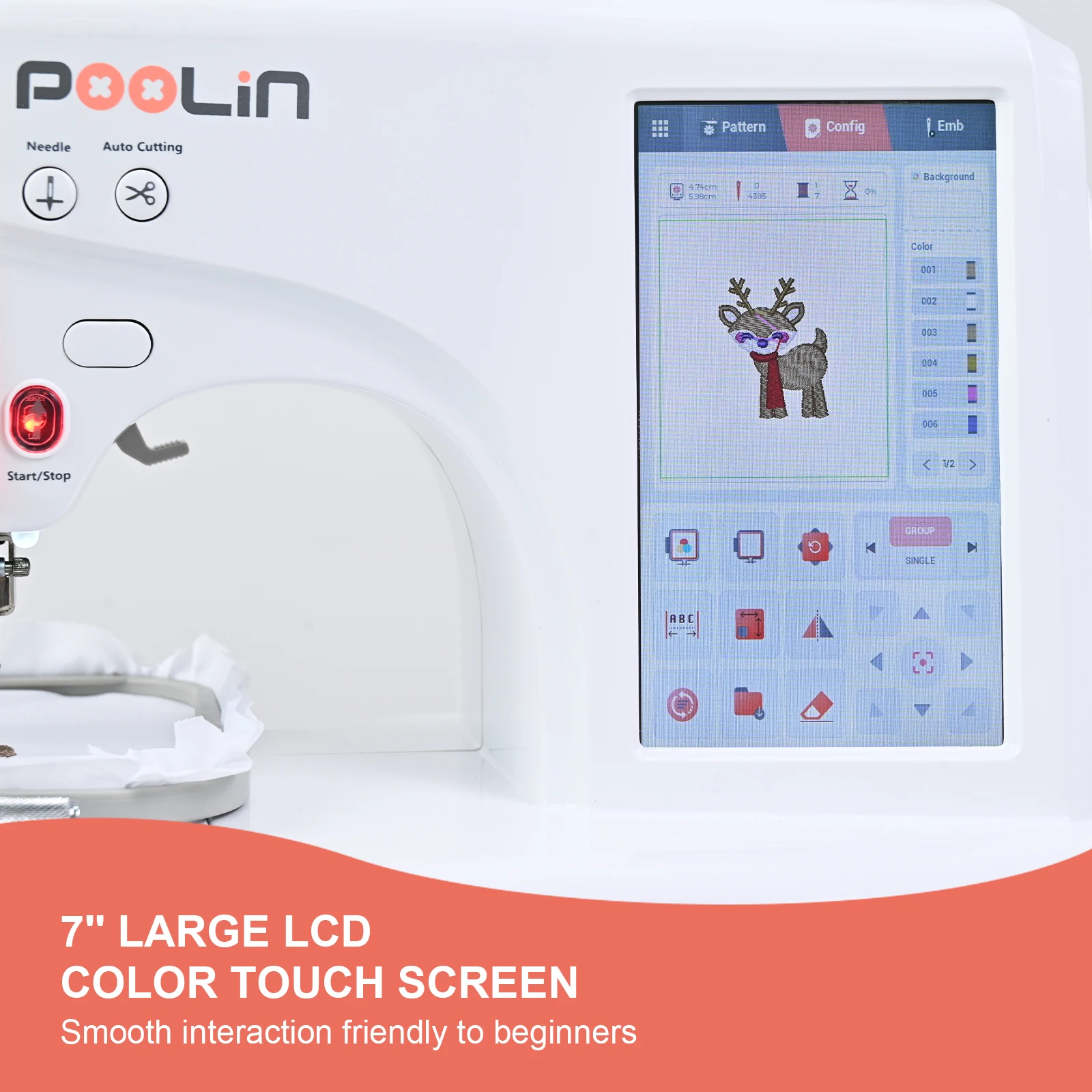 POOLIN EOC05 USB를 포함한 초보자를 위한 컴퓨터 자수 기계, 관세 제외