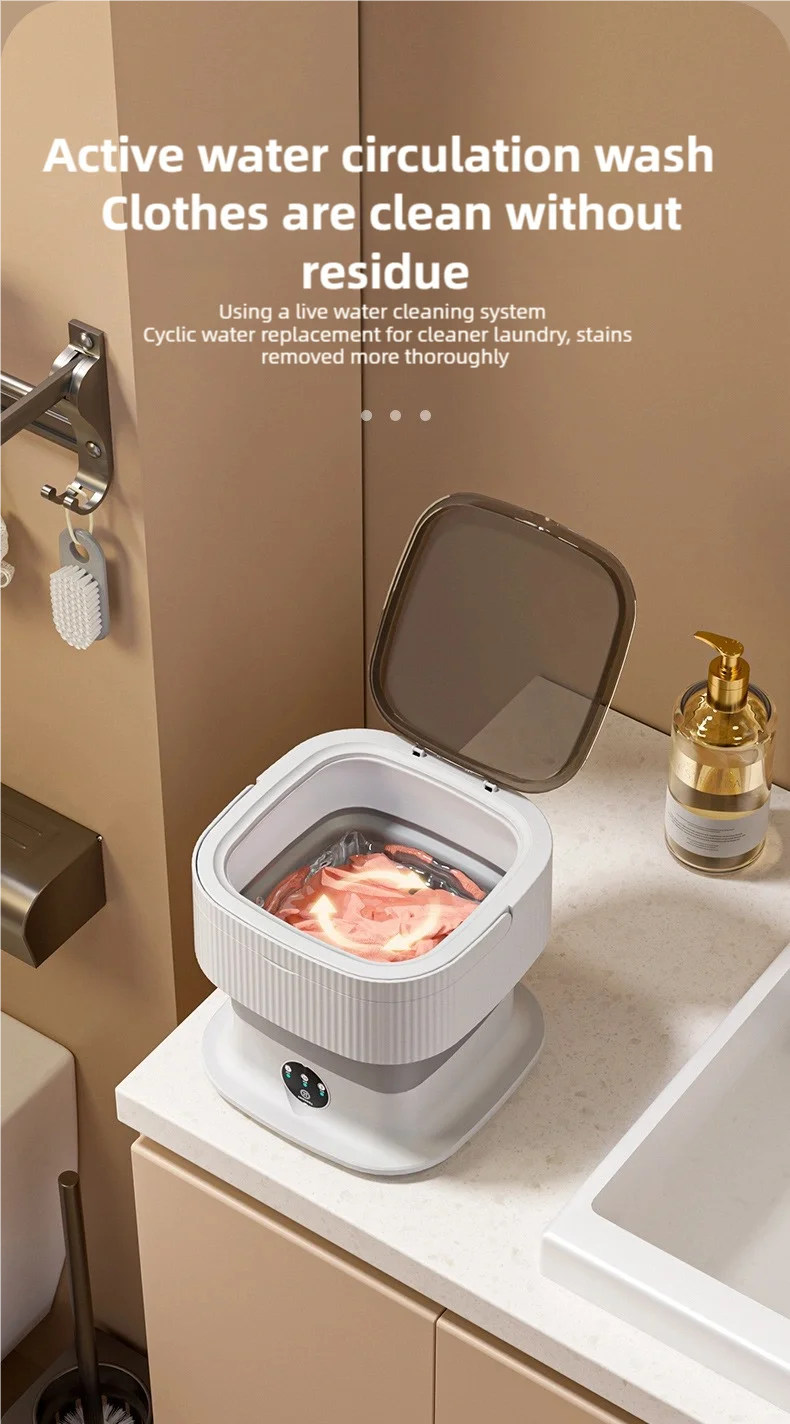 11L Portable Compact Folding Washing Machine With Timed Spin Dry Function For Socks, Underwear, And Lingerie Cleaning