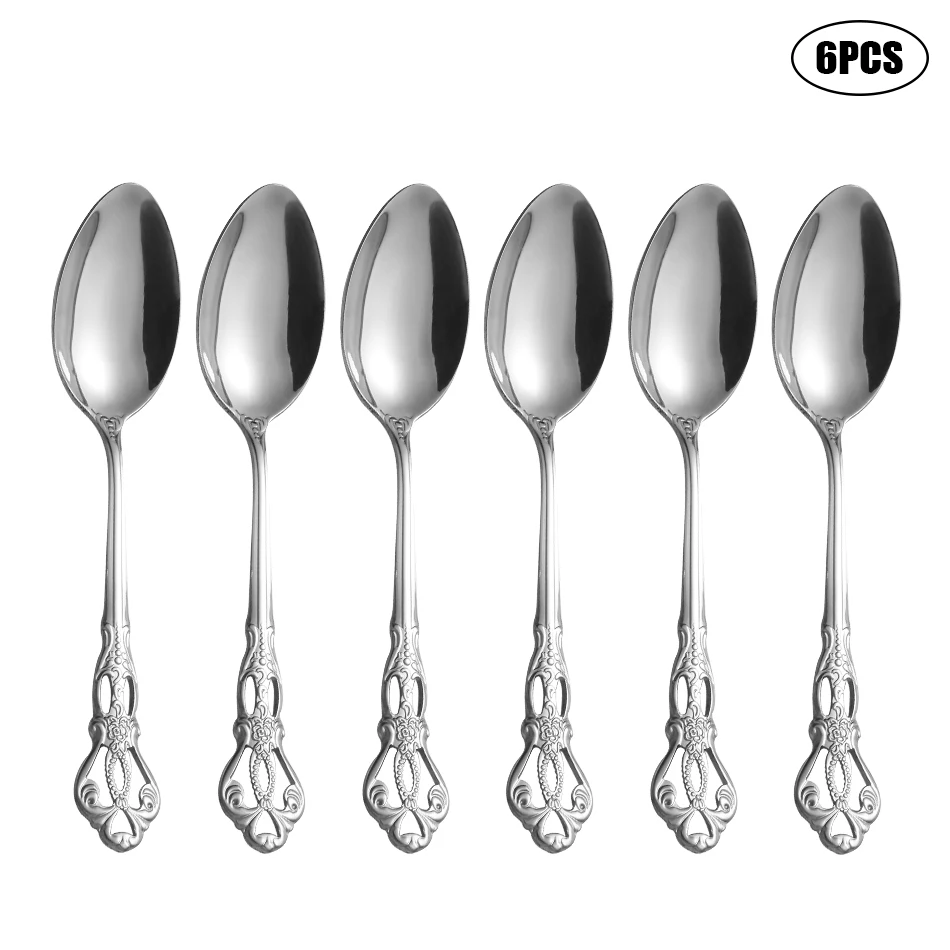 4/6/16/24pcs Stainless steel silver knife, fork and spoon tableware set Royal high-end tableware Suitable for family hotel party