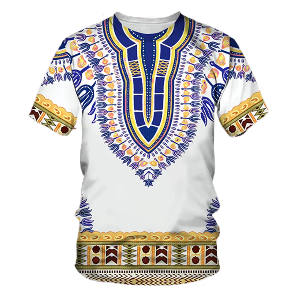 

Summer African Men's Clothing Dashiki T-shirt Traditional Clothing Short Sleeve Casual Retro Street Clothing Retro Ethnic Style