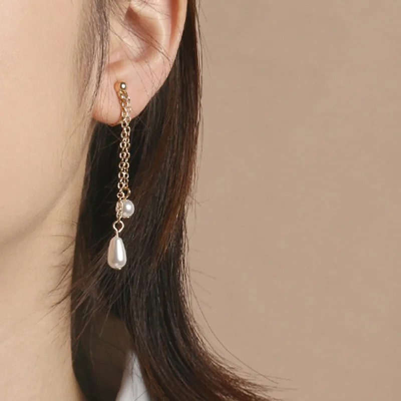trendy male earrings GRACE JUN Korean Design Simulated Pearl Screw Clip on Earrings Non Pierced Baroque Rhinestone Ear Clip Women's Jewelry Wholesale trendy traditional earrings Trendy Earrings