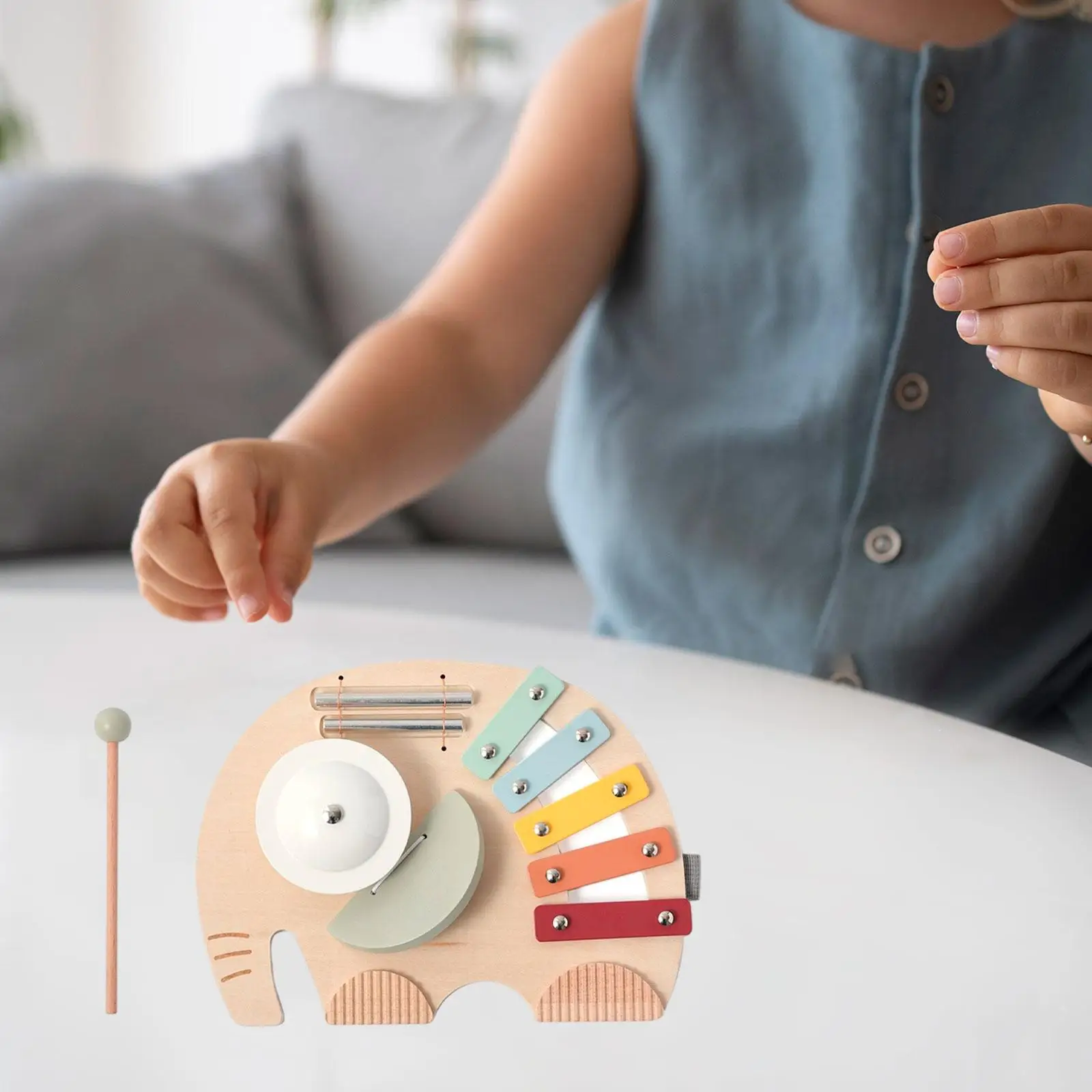 5 Scale Xylophone for Toddlers Baby Musical Toy Hand Percussion Color Perception Hand Knock Piano Toy for Event Home Concert