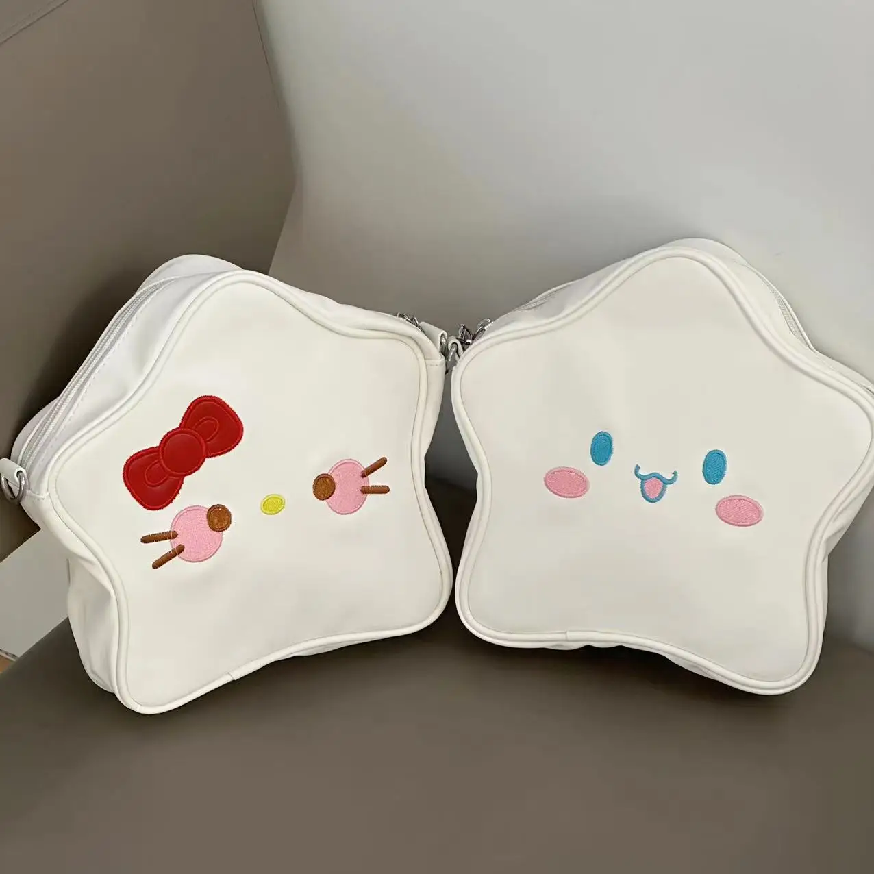 

New Creative Sanrio Hello Kitty Star Shaped Shoulder Bag Cute Versatile Fashion Casual Pu Leather Backpack Students Girls Gift