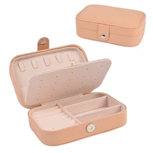 

Double-Layer Travel Jewelry Organizer Box Storage Case Girl Portable PU Leather Earring Ring Necklace Jewellery Case Organizer