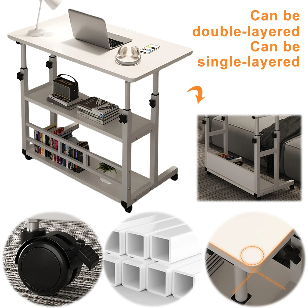 Adjustable Bedside Laptop Desk with Rolling Wheels Height Adjustable ...