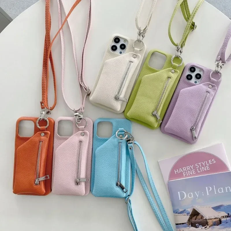 Leather Crossbody Zipper Wallet Phone Case with Card Pocket and Coin Purse