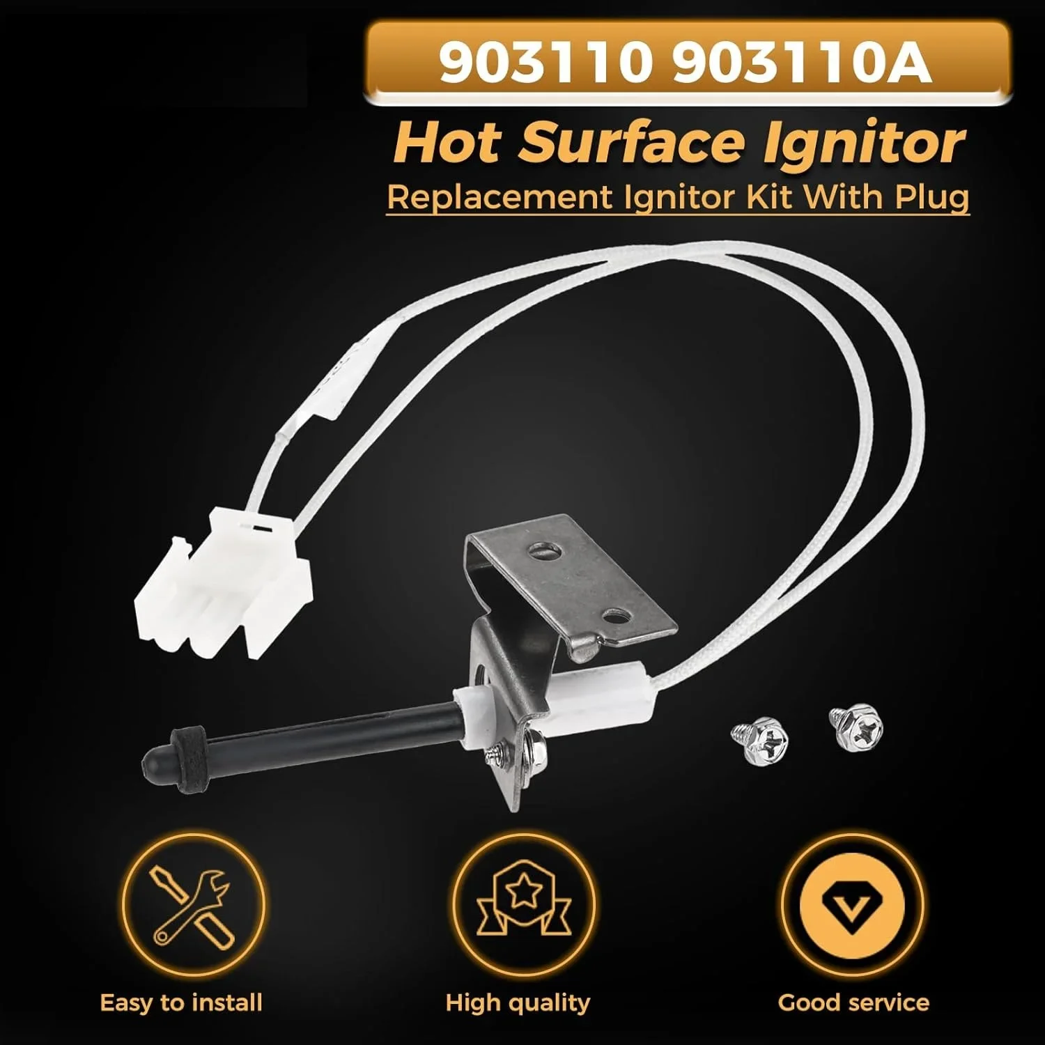 Upgraded 903110 Furnace Hot Surface Ignitor With Plug - Silicon Nitride Igniter For Nordyne Furnaces