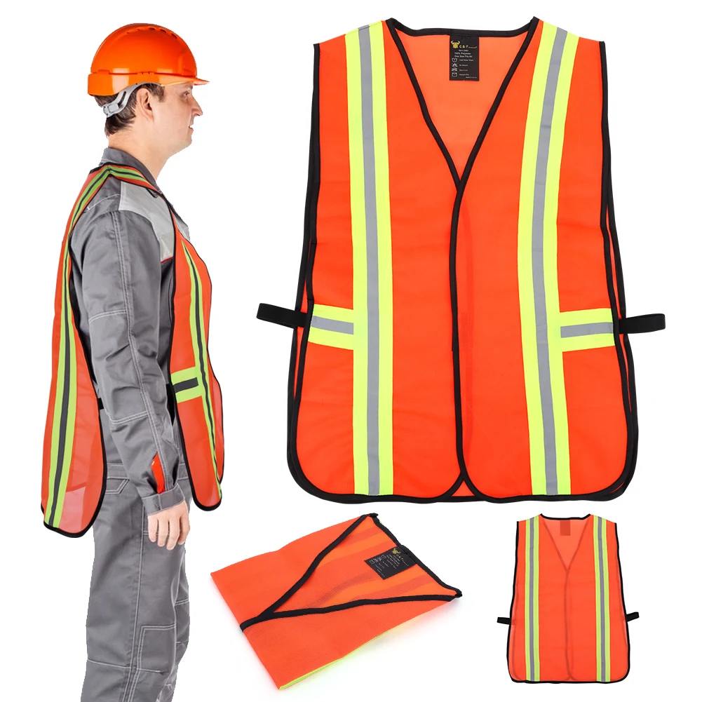 Industrial Safety Vest with Reflective Strips Breathable Night Working Vest High Visibility Safety for Women & Men