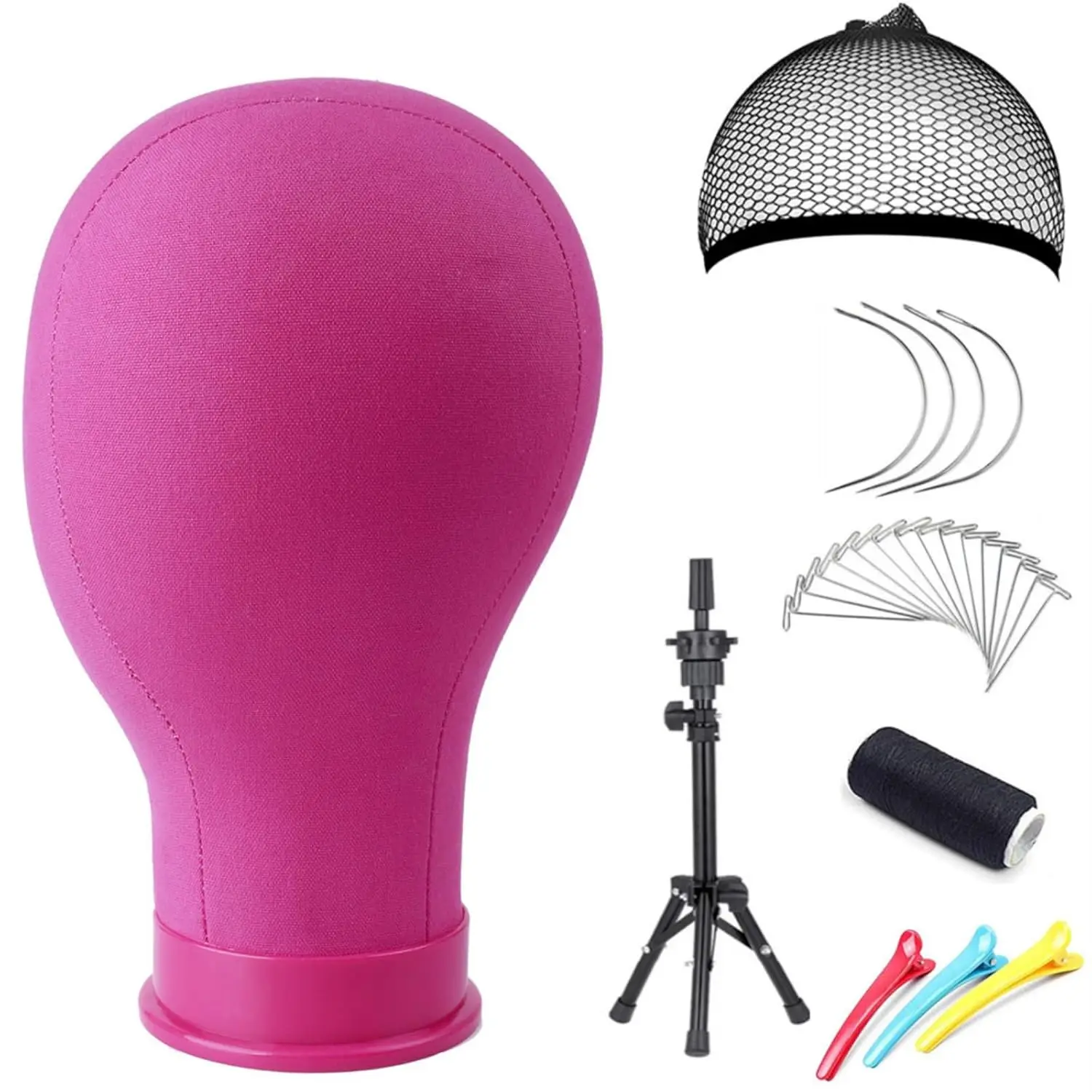 Wig Head Mannequin Mannequin Head Holder Mannequin Head Model 22 23 Inch Canvas Block Head Pink Wig Head with Wig Stand Tripod Mannequin Stand for Wigs Trimming Making Display.