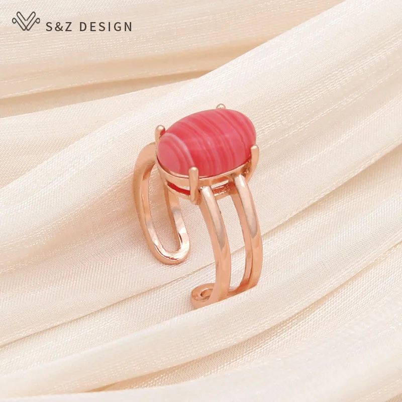 S&Z DESIGN New Fashion Classic Egg Shape Oval Rings For Women Wedding 585 Rose Gold Color Elegant Jewelry Trendy Gift