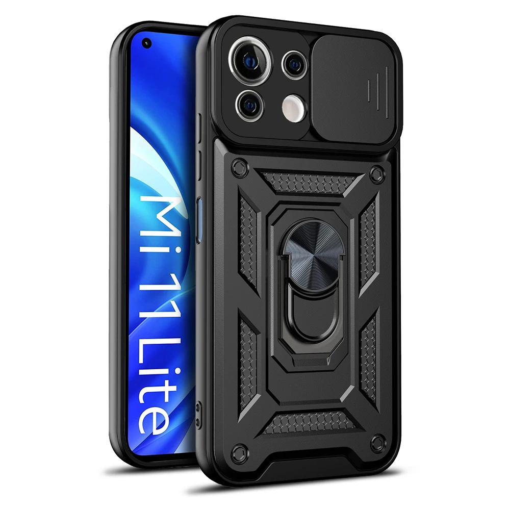 Magnetic Ring Holder Armor Case with Slide Camera Protector