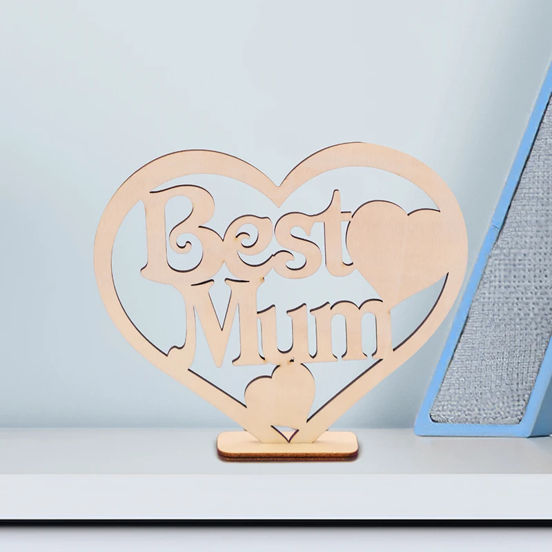 1 best mon Mother's Day gift decorative letter card wooden decoration, suitable for placing living room, bedroom, Mother's Day d