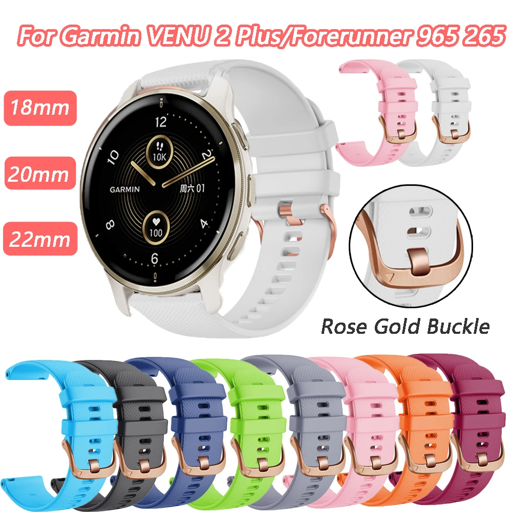 18 20 22mm Silicone Band For Garmin Venu 2S 2 Plus SQ 2/Forerunner 265