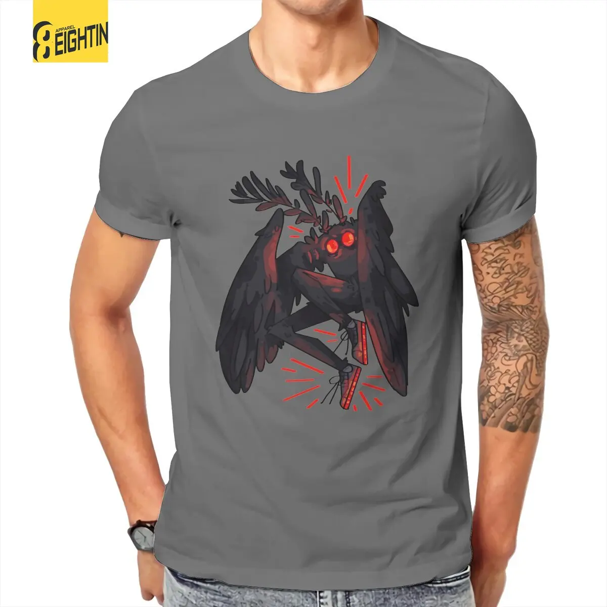 

Men Sweet kicks Mothman Cartoon T Shirts Pure Cotton Tops Funny Short Sleeve Crew Neck Tee Shirt Gift Idea T-Shirts