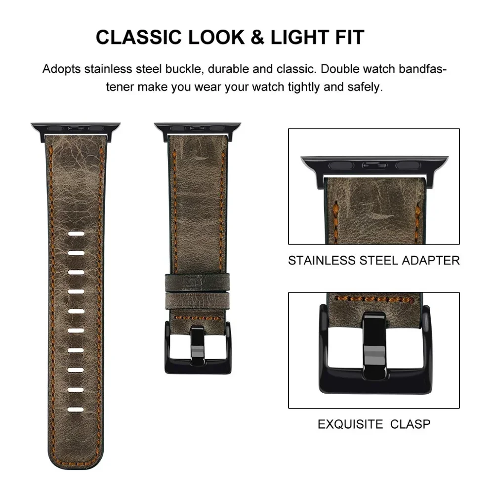 Lederarmband für Apple Watch Band 44 mm 49/45 mm 40/41 42 46 mm Gürtel Retro Luxus Correas iWatch Serie 10 9 5 4 SE 6 7 8 Ultra 2 – Detail 21