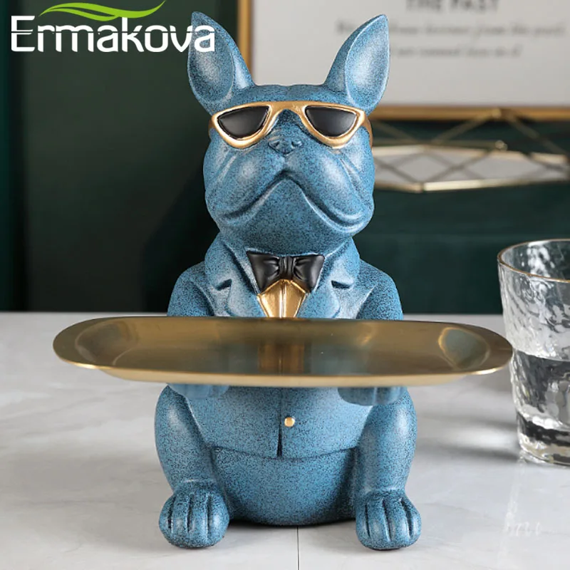 Malawi cabine Extractie Ermakova Nordic Franse Bulldog Sculptuur Hond Beeldje Standbeeld Sleutel  Sieraden Opslag Tafel Decoratie Cadeau Met Glazen - AliExpress
