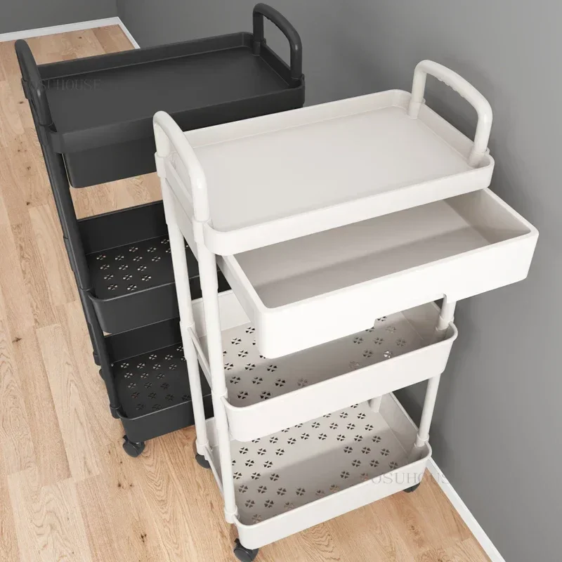 Ins IronTrolley for Beauty Salon Movable Simple Creative Hand Cart for Barber Shop Auxiliary Cart with Wheels Pulley Armrests