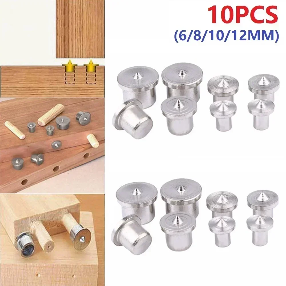 Dowel Centre Point Pin Set 10Pc Wood Timber Marker Hole Tenon Center Set 6/8mm Wood Drill Power Accessories Tools Plug