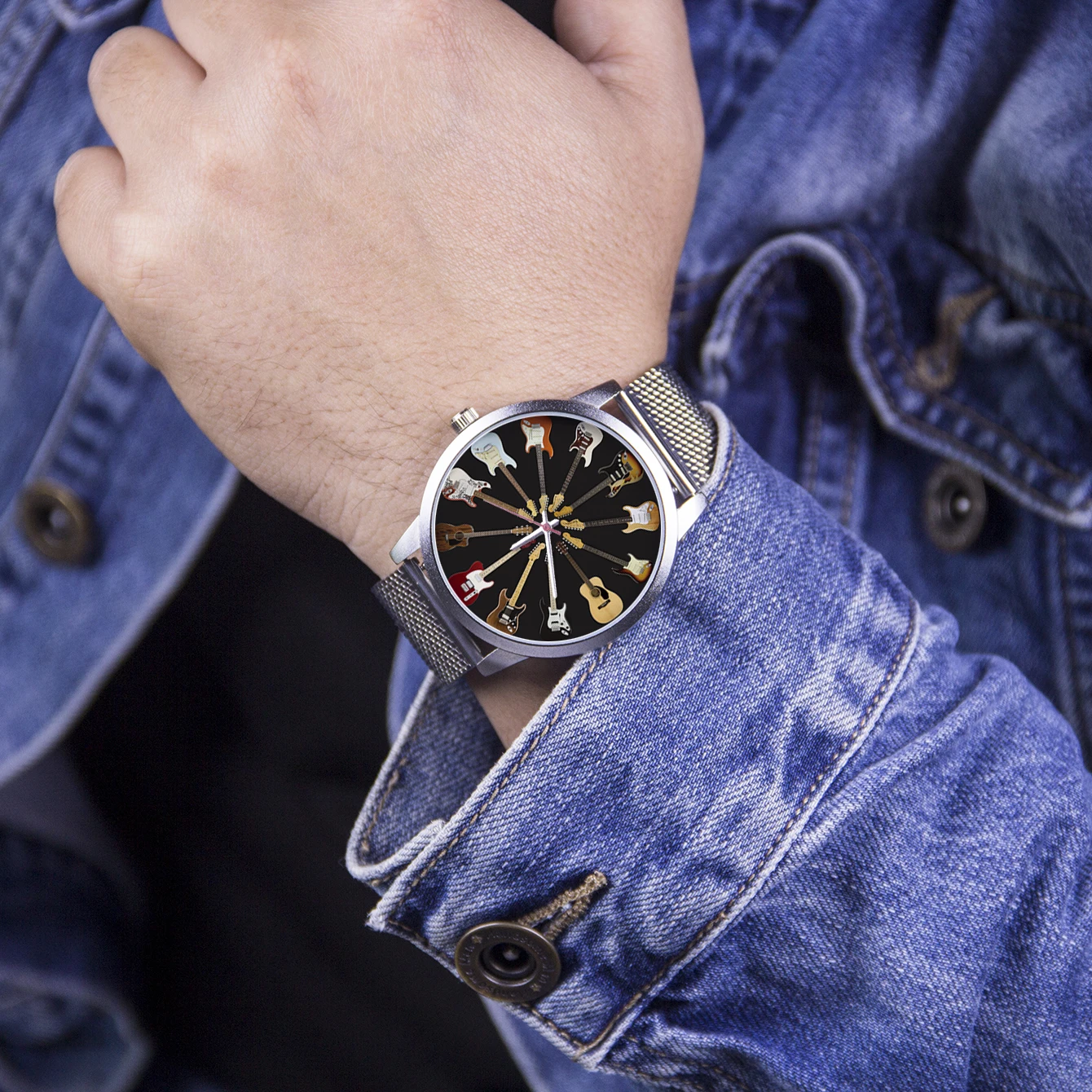 Logo Men's Watch Wife Musical Instrument Universal Watches Husband Family Pattern Guitar Clock Wristwatch DIY Dial 3
