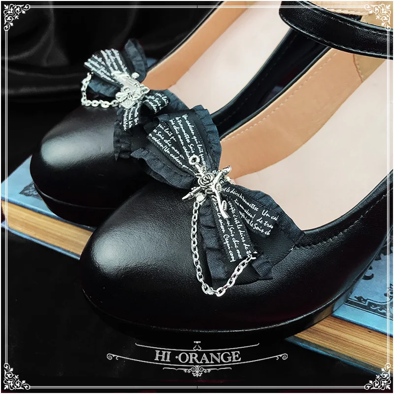 Shoe Clip for Women Gothic Style Handmade Lolita Black Bow Shoe Accessories All-match Shoe Buckle