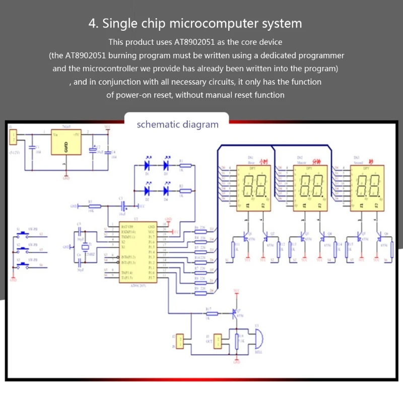 DIY Kits DC5V-12V AT89C2051 Clock 6 Bits Digital Tube LED Display Suite Electronic Modules Part Soldering Learning Board 87HA