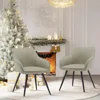 Faux Suede Accent Chair Arm Chairs Living Room Chairs Leisure Chair Upholstered Chair with Metal Legs Set of 2 for Home Kitchen 3