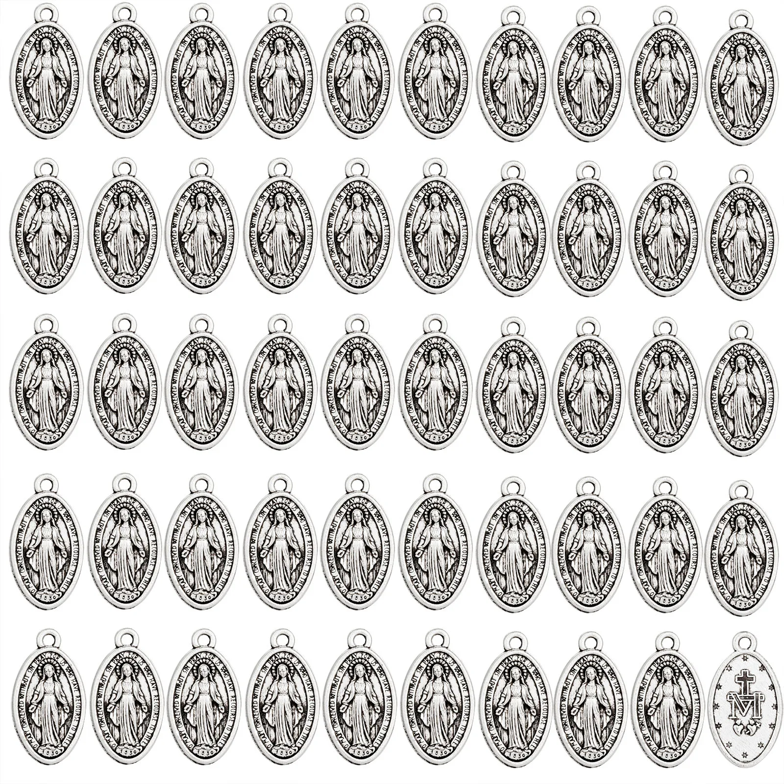Diyalo 50 Teile/los S/M Medalla Milagrosa Unsere Liebe Frau Anhänger Charms für DIY Halskette Armband Beten Rosenkranz Rosenkranz Schmuck machen Teil – Detail 3