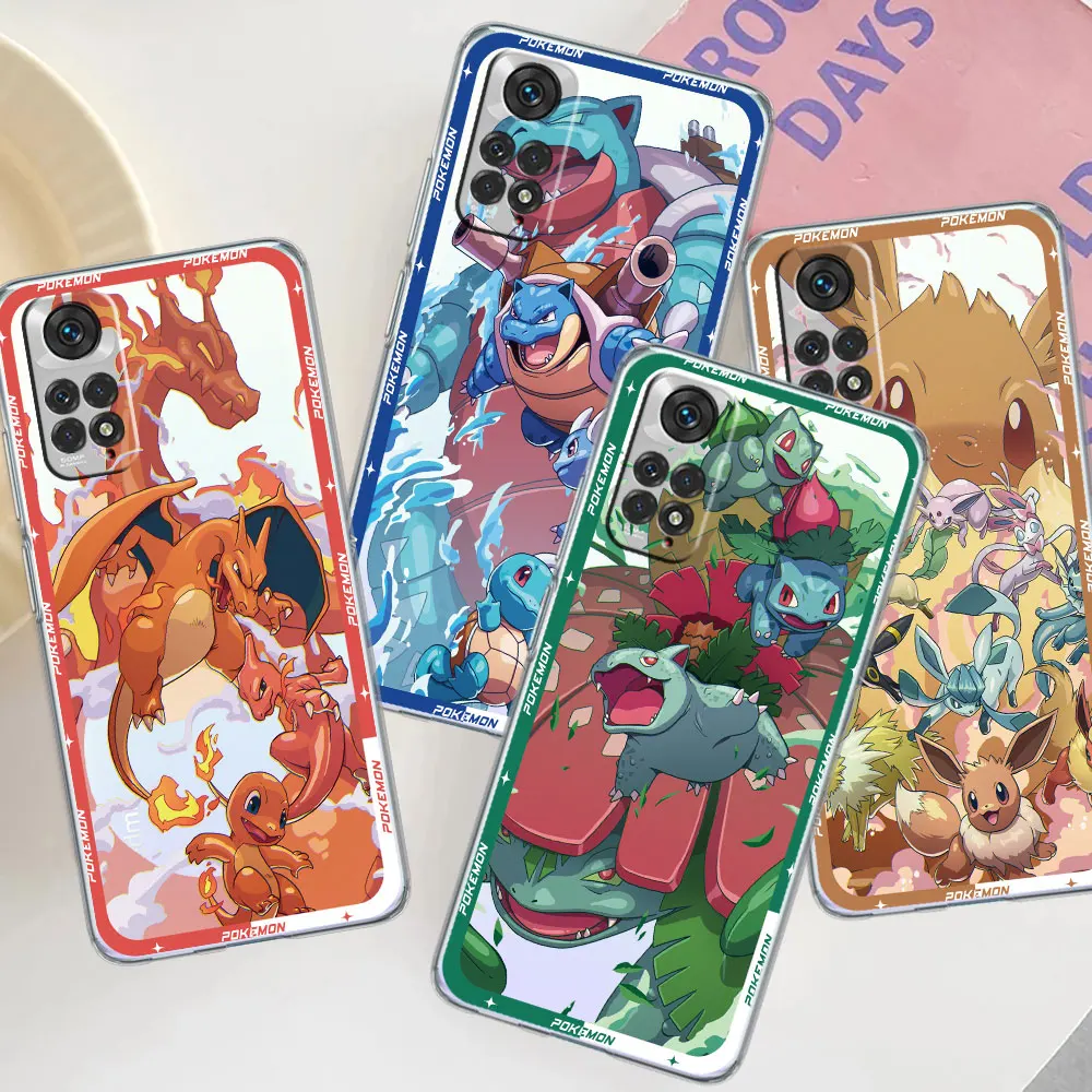 Pokemon Eeve Evoli Charizard Custodia In Silicone Per Xiaomi Redmi Note 11 Pro 5G 12 4G 9 A2 K40 9S 10 Pro 8T 10C 9A 11 Cover In Tpu Trasparente