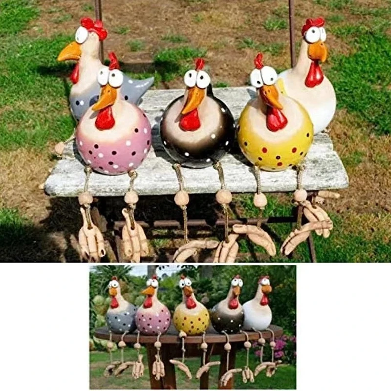 Yard Art Plug Hen Rooster Chicken Garden Ornaments Outdoor Decoration Ornaments Hens Statues Edge Seater Indoor Backyard Decor