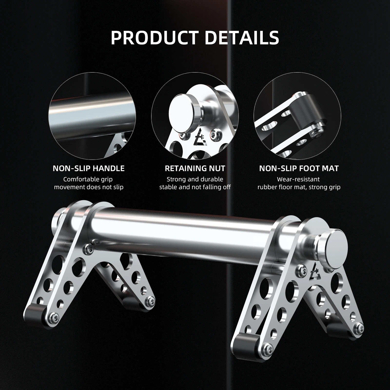 304 Stainless steel Push up bars,Gym equipment with Non-slip rubber ring for fitness,Body building,detachable and portable.