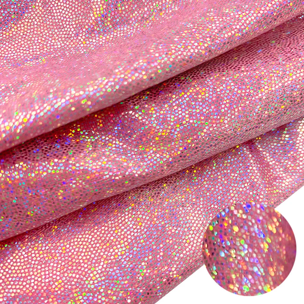 Glitter Laser Polyester Iridescent Holographic Fabric for DIY Decor and Crafting