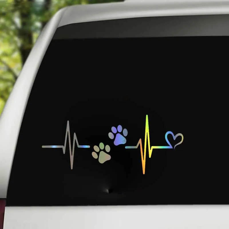 

Motorcycle Sticker Heartbeat Liveline Love Dog Reflective Car Stickers Moto Auto Decal Funny JDM Vinyl On Car styling