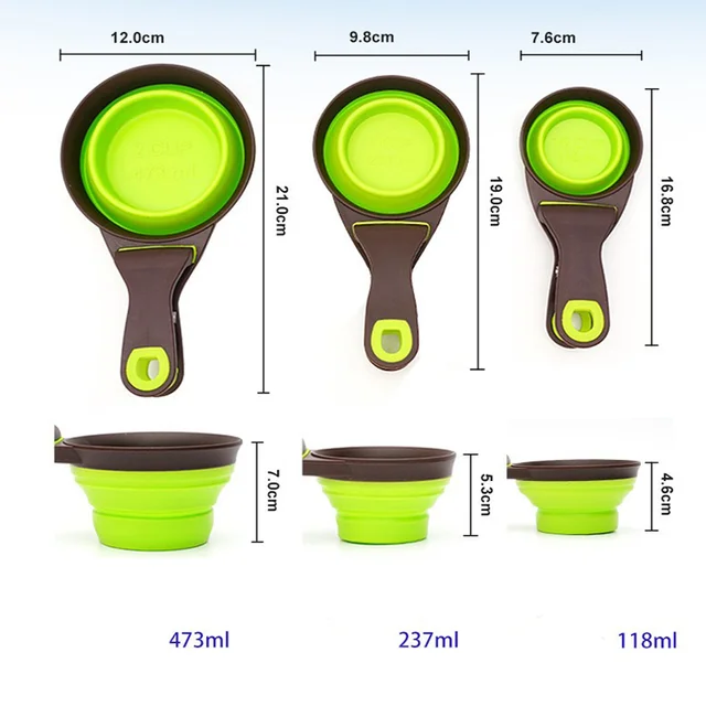 Foldable silicone pet food spoon, multifunctional cat food spoon with clip sealing, measuring pet food spoon 6