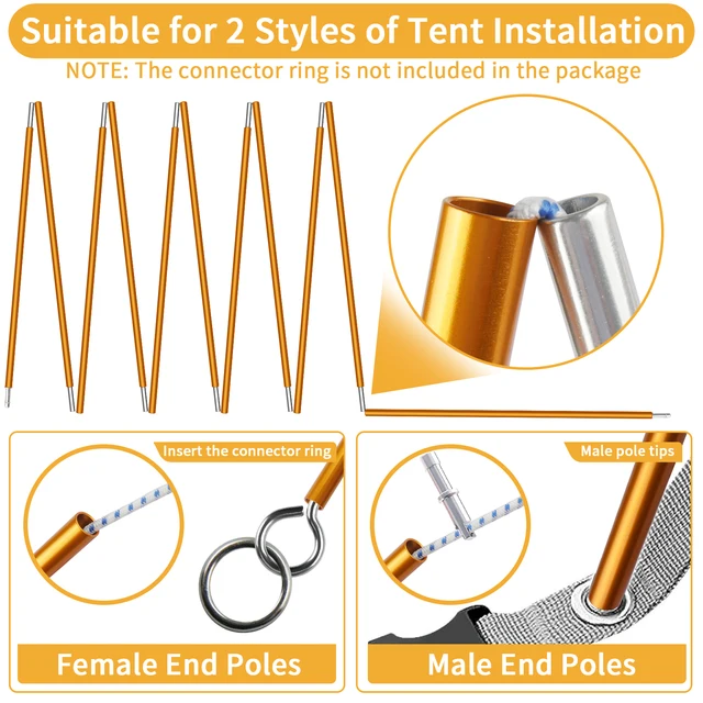 1pc/2pc Aluminum Alloy Tent Pole 4.3M/3.6M Camping Support Poles Replacement Accessories for Hiking Awning Shelter Frames Rods 4