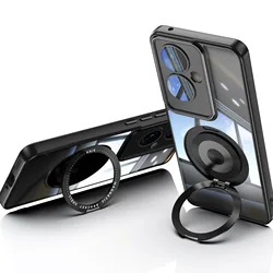 Premium Magnetic Metal TPU Case with 360° Protection & Wireless Charging Compatibility for Reno 11F (Black)