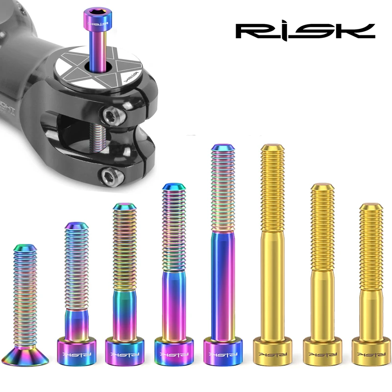 Bicycle Titanium Bolt Screw M6x30 M6x35 M6x40 M6x50 for Bicycle Headset Stem Cap Cover Disc Brake Caliper Flat Allen Head