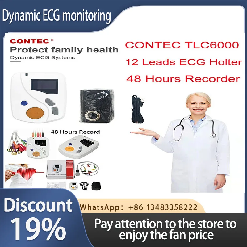 

CONTEC Dynamic 12 Leads ECG Holter Systems 48 Hours Recorder,2GB Card,​Analyzer Software(Download Online) TLC6000