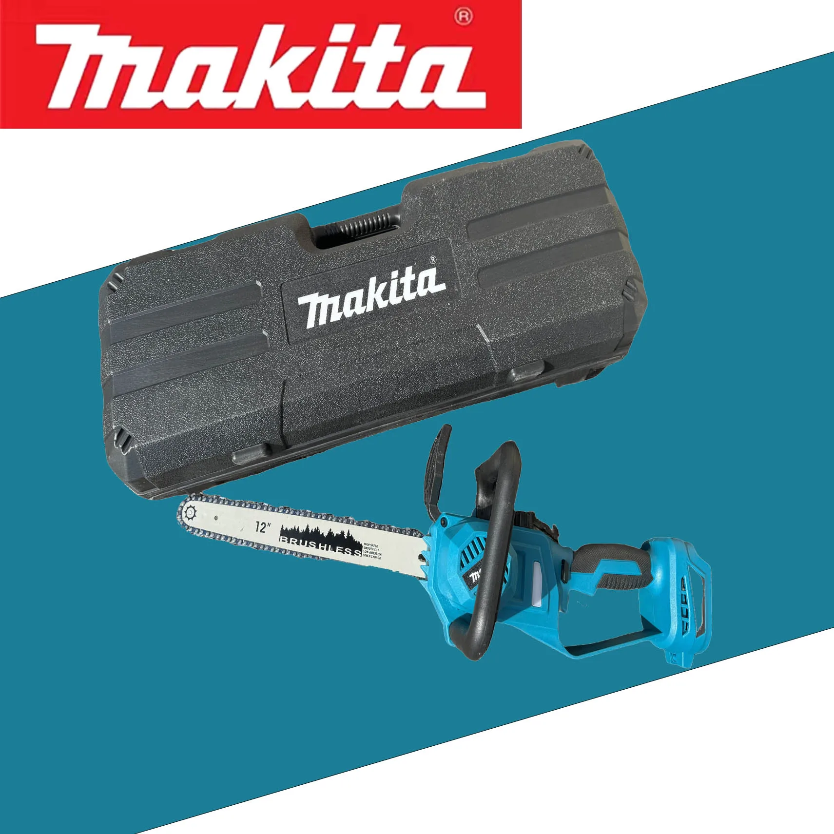 Makita 18V 12inch Brushless Electric Chainsaw Rechargeable Wood Cutter Tree Branches Pruning Logging Chain Saw power tools