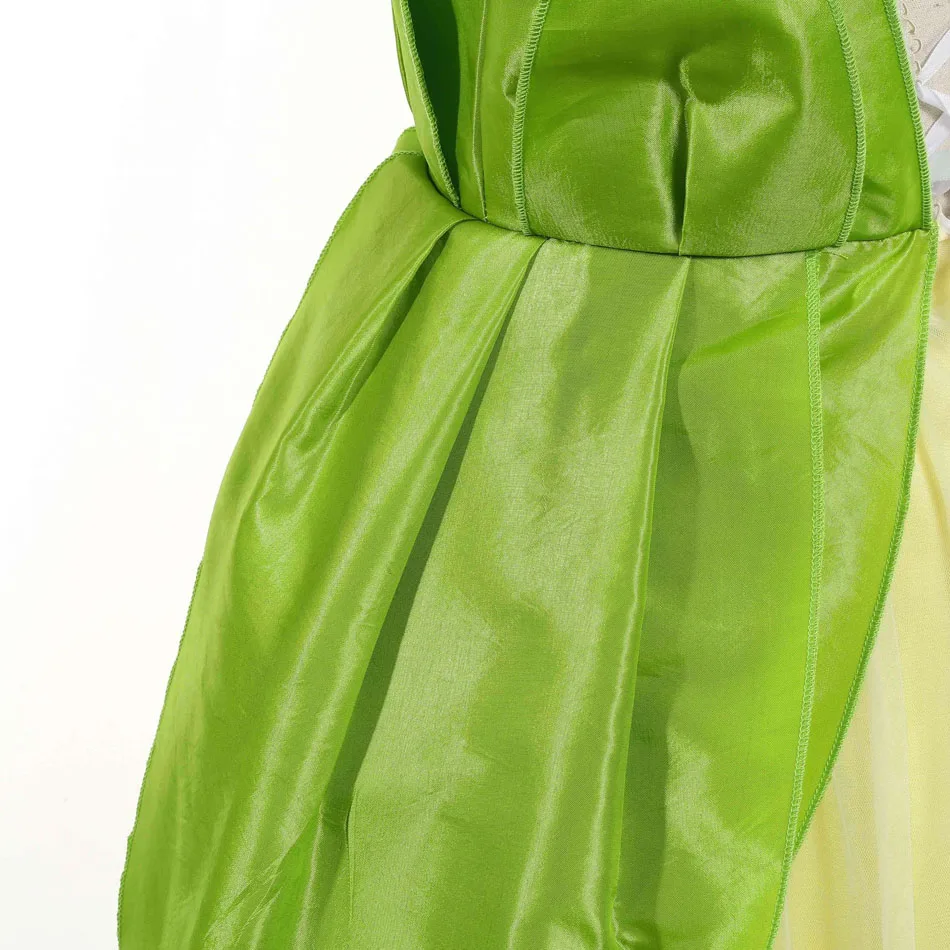 Tiana Prinzessinnenkleid für Mädchen Grünes Blattblumen-Kostüm Kinder Halloween Cosplay Faschingskostüm mit Accessoires Geburtstagsparty Geschenk – Detail 13