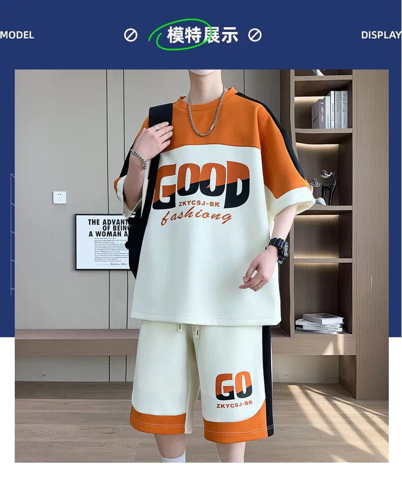 Mode 2026 Sommer 2-teilige Herren-Sets Jugend Streetwear T-Shirts & Shorts Trainingsanzüge Lässige Oberteile & Knielange Hosen Kleidung – Detail 10