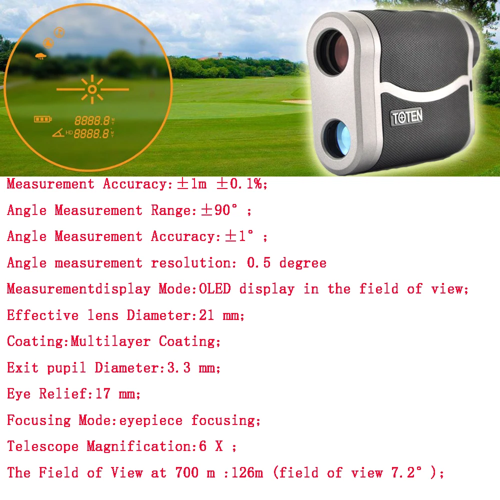 TOTEN Waterproof 6x21 OLED Laser Rangefinder 700m Distance Meter Angle Measure Monocular Hunting Golf Survey Optical Tester