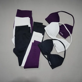 DFDK High Waist Scrunch Butt Leggings Set, Backless Halter Sports Bra, Seamless 2-Piece Yoga Fitness Athletic Wear