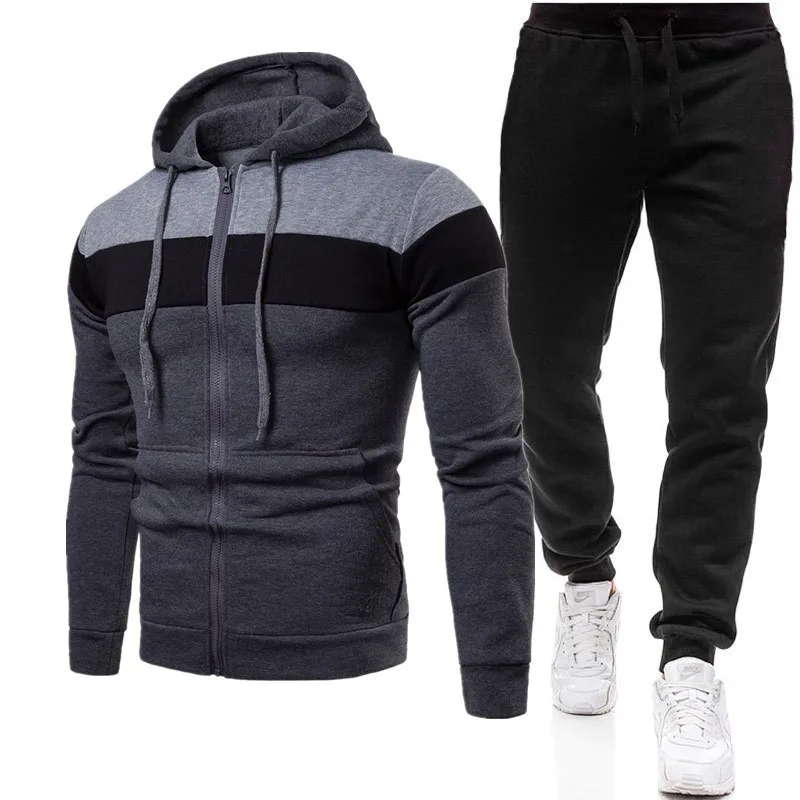 Gris - Conjunto de Ropa Deportiva para Entrenamiento para Hombres