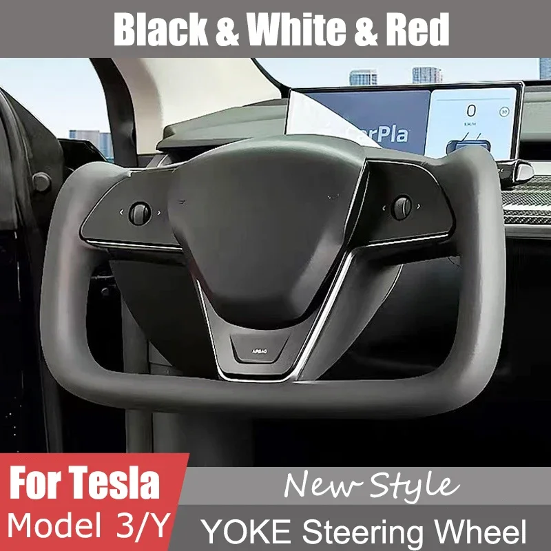 

New Style YOKE Steering Wheel For Tesla Model 3 Model Y Heated Napa leather Steering Wheel Modified Accessories