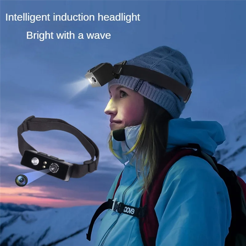 XB-1080P Action Cam Headlight Sports Camera Smart Sensing LED Headlamp Mini Camcorder Recorder Camera For Camping Cycling