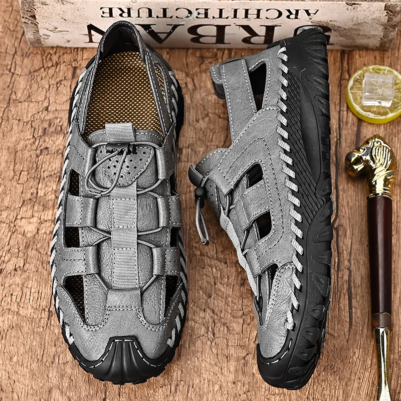 Vīriešu pārgājienu sandales ērtas ikdienas, elpojošas, neslīdošas sporta sandales āra sportam vasaras sporta āra sandales_voghion.com