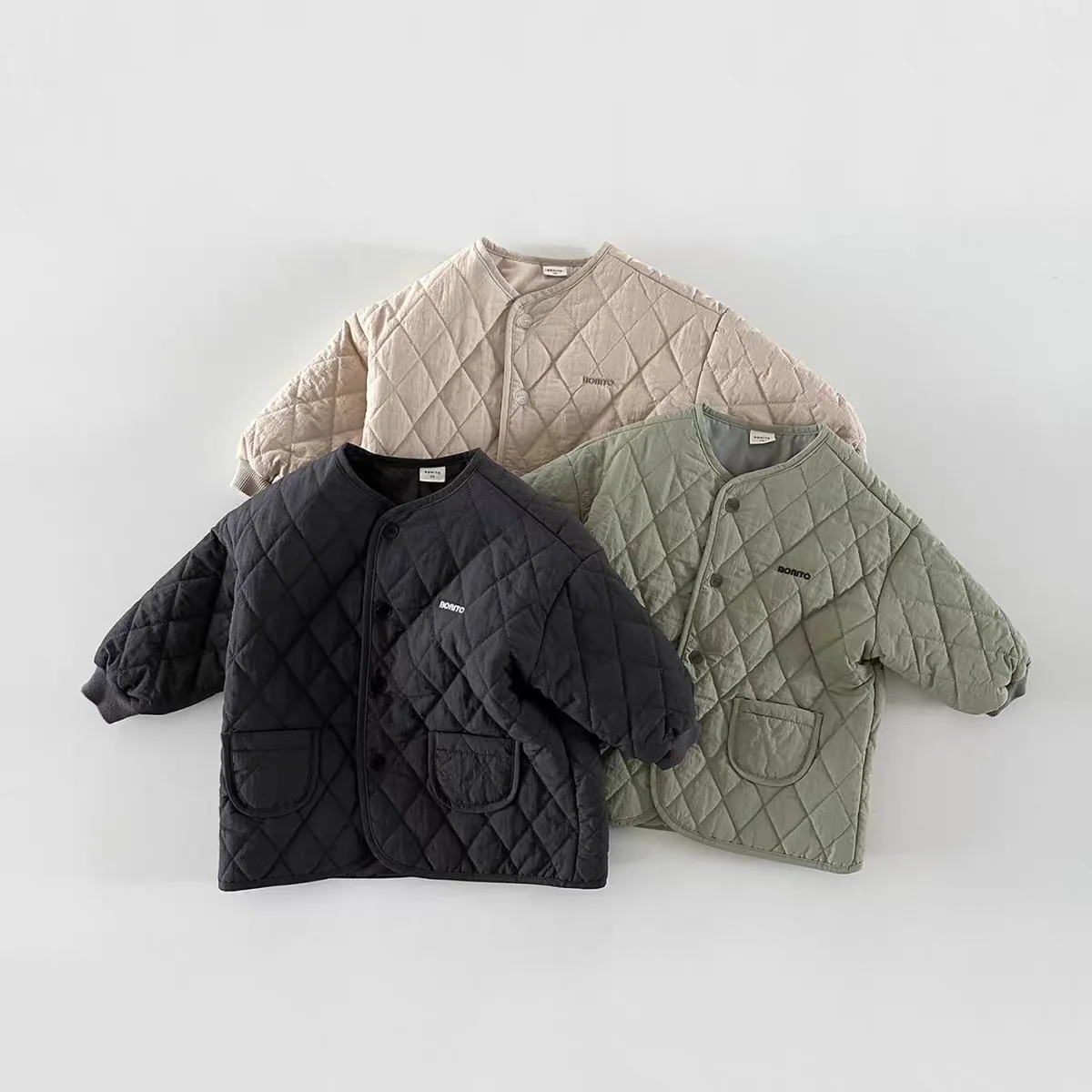 

Autumn Winter New Kids Cotton-padded Wind-proof Warm Coat Boy Baby Diamond Plaid Solid Tops Girl Children Fashion Jacket Clothes