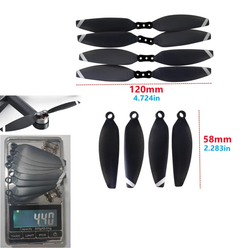 Détail des pales d'hélices de drone pliables compatibles HS175D, X500Pro, X650, montrant le pliage