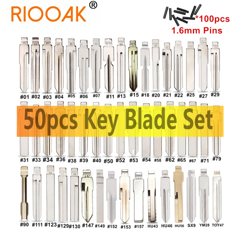 50pcs/set Remote Car Key Blade Blank Set for KD Xhorse VVDI JMD Remote For Renault Toyota BMW VW AUDI PSA Peugeot Citroen Ford